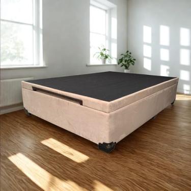 Imagem de Cama Box Baú Casal Suede Luxo - Suíte Imperial - Acabamento Reforçado, Amplo Espaço (188x138x44cm, Suede Bege)