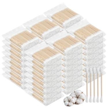 Imagem de Cotonetes de algodão com botões redondos duplos em bastão de madeira, cotonetes de algodão, tamanho de viagem, cotonetes de orelha para orelhas, maquiagem, limpeza doméstica, artesanato, cuidados com