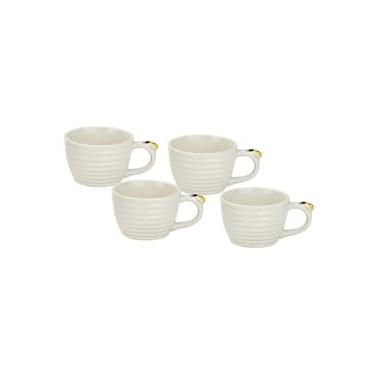 Imagem de Conjunto de Xícaras para Chá Hauskraft Bee em Porcelana 230 ml Branca – 4 Peças