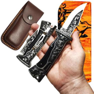 Imagem de Canivete Premium Dobrável Aço Inox com Bainha de Couro  A3189A A3188B 