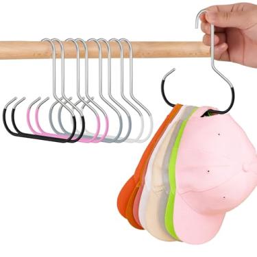 Imagem de Pacote com 8 cabides de aço inoxidável para armário, organizador de bonés de beisebol, gorro, cachecol, cinto