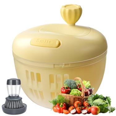 Imagem de Frstem Cortador de salada, escorredor para máquina de lavar frutas e vegetais, coador multiuso de 5 litros de alface, secador manual de vegetais com tigela e escorredor, inclui conjunto de