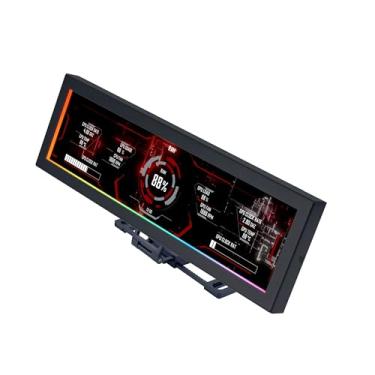 Imagem de Lian Li Tela universal de 22,4 cm para PC - Montagem ajustável para qualquer configuração de computador - Moldura ARGB personalizável - Painel de exibição de temperatura de PC - Tela LCD - Mini