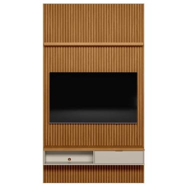 Imagem de Painel Ripado para TV 60 Pol. com Bancada 141cm Prime Plus L06 Nature/Off White - Mpozenato