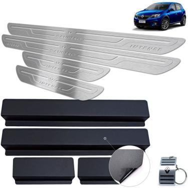 Imagem de Soleira Aço Inox Renault Sandero Intense Prata Baixo Relevo