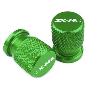 Imagem de CNC Alumínio Motocicleta Válvula de Pneu Núcleo Porta Ar Tampas Acessórios Compatível com Ninja ZX14R ZX 14R 2012-2022 (Verde)