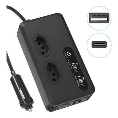 Imagem de Inversor Carro 12v 220v Veicular 200w 2 USB 2 Type c Conversor - Lelon