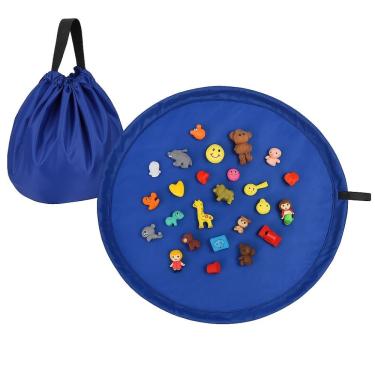 Imagem de Saco Organizador Brinquedos Redondo Azul Tapete De Brincar