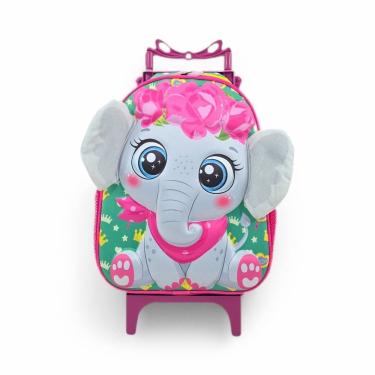 Imagem de Mochila media escolar passeio rodinha bichinho animais zoo