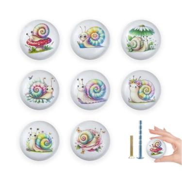 Imagem de Lasyman Puxadores de gaveta decorativos de animais caracol de 3,8 cm, 8 peças, redondo, fofo, divertido, exclusivo, armário, berçário, gaveta, puxadores decorativos