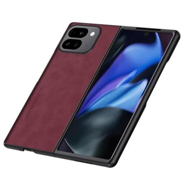 Imagem de LTLMYDAM Capa elegante para Google Pixel 10 Pro Fold, pele de pele de ovelha, ultrafina, leve, proteção contra quedas, capa de negócios, vermelha, 10 dobras profissionais