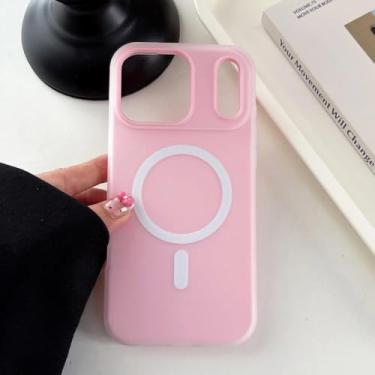 Imagem de Capa Candy Matte para iPhone 16, 15, 14, 13, 12 Pro Max, 11, 16Plus, 16E SE4, magnética, transparente, 2 em 1, menos rosa, p