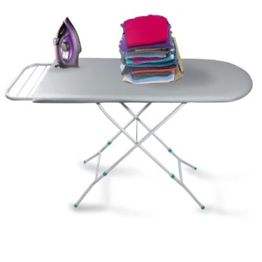 Imagem de Tabua Passar Roupa, Tábua de Passar Roupa Reforçada Pés Dobráveis com Forro Térmica, Altura Ajustável