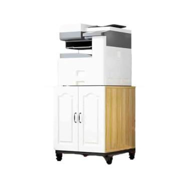 Imagem de hezhuhe2258 Suporte de impressão, copiadora, armário, chão, teto, escritório, gabinete sob a mesa, móvel, simples, moderno, suporte de armazenamento de impressora, decoração de mesa (amarelo)