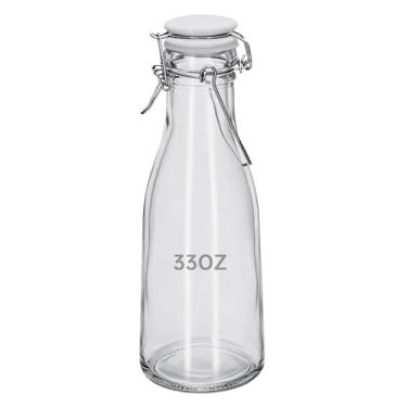 Imagem de 1 garrafa de vidro de enzima de 940 ml, garrafas de bebidas reutilizáveis de leite com tampa selada e tampa, recipientes de suco e óleo, garrafas seladas para bar doméstico (1)