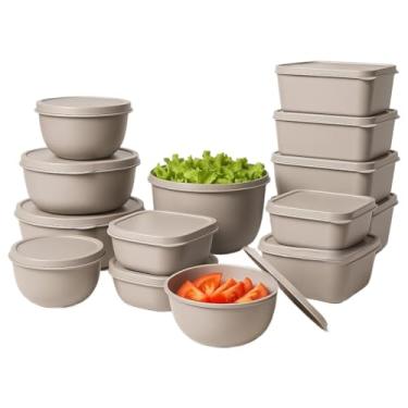 Imagem de Kit Com 15 Potes Plásticos Herméticos Para Cozinha(Bege)