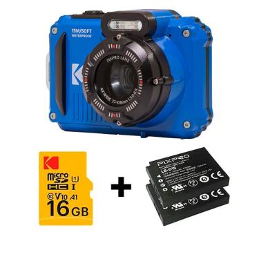 Imagem de Câmera compacta Kodak PIXPRO WPZ2 à prova d`água (AZUL) - kit com 2 baterias e cartão de 16GB