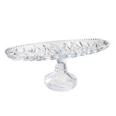 Imagem de TRAVESSA OVAl DE VIDRO COM PÉ 10,5X11X31CM