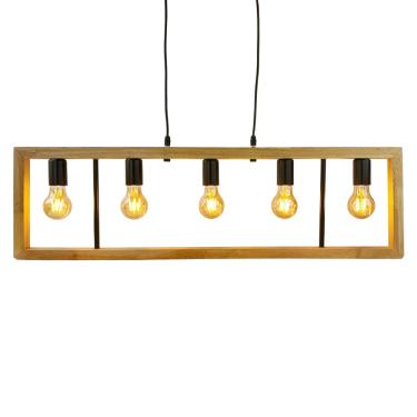 Imagem de Pendente Rústico Retangular 90cm 5E27 LA0056 Delis