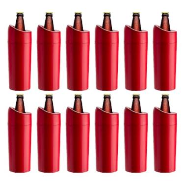 Imagem de Porta Garrafa Térmico Camisinha Para Cerveja 1l Litrão 12pçs (VERMELHO)