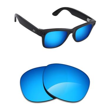 Imagem de Alphax Lentes de reposição polarizadas Ice Blue espelhadas Elite para óculos de sol Ray-Ban Clubmaster RB4416 53 mm