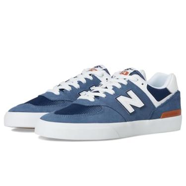 Imagem de New Balance Tênis de skate unissex adulto 574 Vulc, Índigo/Branco, 13.5 Wide Women/12 Wide Men