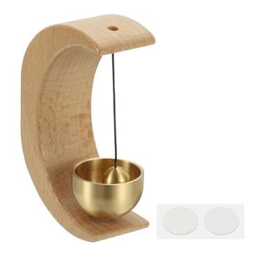 Imagem de PATIKIL 1 conjunto de sino de lojista, campainha de madeira para pendurar campainha de porta autoadesiva para abrir porta negócios ao entrar no carro da geladeira, bege, lua