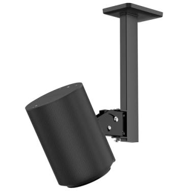 Imagem de Suporte de alto-falante para Sonos Era 100 suporte de teto – inclinação +15°/-30° e giro ± 90° suporte de teto ajustável para montagem de alto-falante Sonos Era 100 para melhor som fácil de instalar