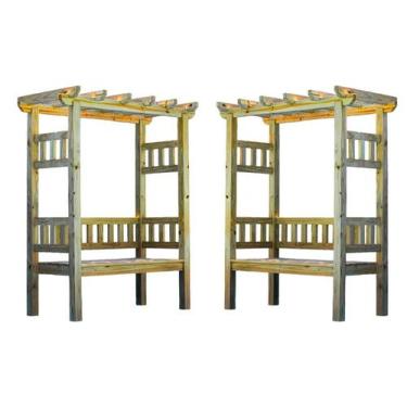 Imagem de KIT 2 Pergolados com banco de madeira Pinus tratado 1,75x0,90 metros -