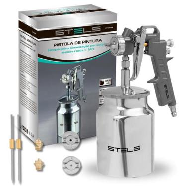 Imagem de Pistola de Pintura Tanque Baixo Rosca 1/4" 1 Litro Stels