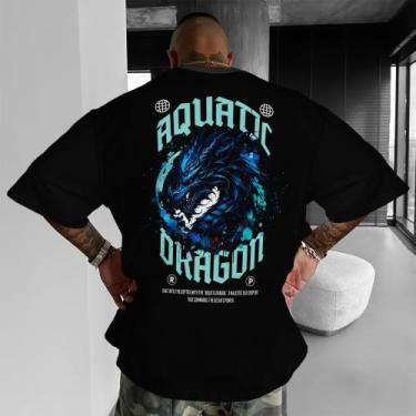 Imagem de Camiseta Oversized Algodão Street Academia Gym Treino Aquatic Dragon -