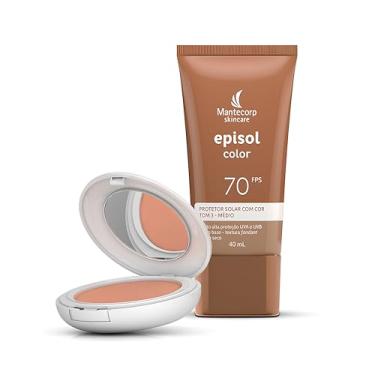 Imagem de Kit Mantecorp Skincare Episol Color Protetor Solar Fps 70 40ml + Protetor Solar Pó Compacto Fps 50 10g Tom 3 Médio