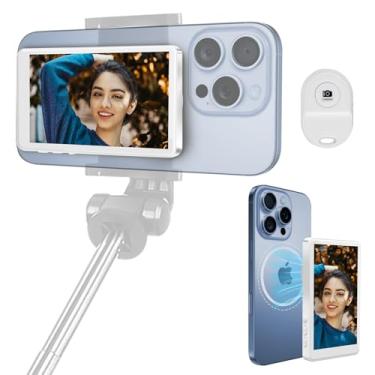 Imagem de Oplope Monitor de selfie para iPhone 12-16 – Câmera traseira magnética Vlog Monitor com 4K/60fps – Zero Delay sem fio e controle remoto de 10 metros – Bateria 6H USB-C carga rápida – Tela HD para