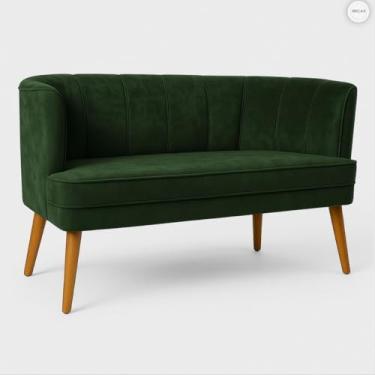 Imagem de Sofá Namoradeira Resistente para Clínica Confortável Tecido Veludo Sala de Espera MOBLAN decor (Verde musgo)