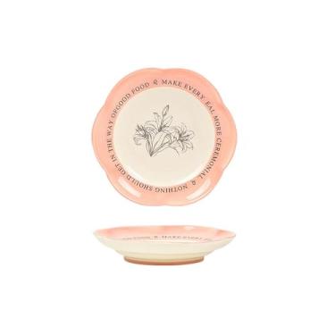 Imagem de Pratos de flor rosa de cor sólida de porcelana para uso doméstico requintado de alta temperatura - prato de pétalas de 20 cm