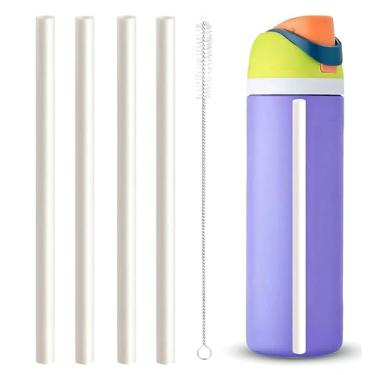 Imagem de Canudos de substituição compatíveis com garrafa Owala Freepsip/Flip de 680 g - Pacote com 4 peças de reposição para copo Owala de 947 ml - com 1 escova de limpeza acessórios (branco)