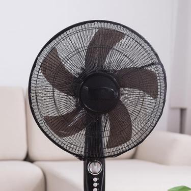 Imagem de Capa de ventilador floral para ventiladores de 45 cm de diâmetro, protetor de ventilador decorativo à prova de poeira, protetor de ventilador de pedestal lavável para quarto de casa (preto)