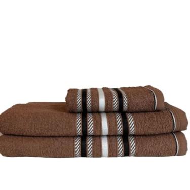 Imagem de Toalha Banhão, Kit 3 Toalha de Algodão Premium 2 Banho E 1 Rosto Toque Suave Alta Absorção E Durabilidade(Jogo 2 Banho/1 Rosto Marrom)