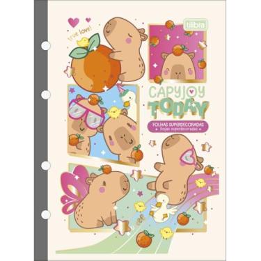 Imagem de Kit de Blocos para Fichário, Tilibra, Colegial, Capyclub, 80 Folhas, 63 Gramas, Pacote com 5