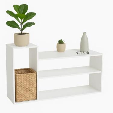 Imagem de Prateleira Decorativa Multifuncional Branca 75x90x18cm Estilo Moderno para Parede ou Chão com Níveis Escalonados sinanue