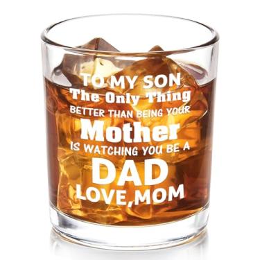 Imagem de Futtumy Son Gifts from Mom, To My Son Watching You Be a Dad Copo de uísque, Aniversário, Natal, Dia dos Pais, Presente para o Pai, Copo Antigo de 293 ml
