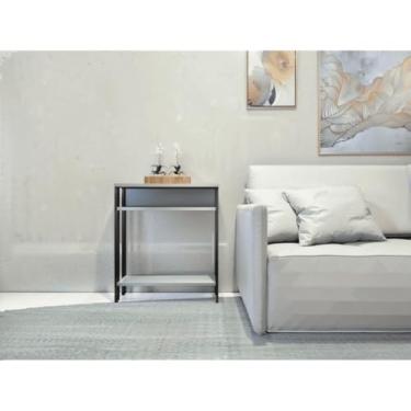 Imagem de Aparador mesinha todo MDF, Mesa lateral de sofa, mesa de apoio, escritório, cozinha, Sala(PRETO E CINZA)