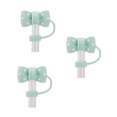 Imagem de 3 peças de tampas de canudo de laço para Stanley, tampas de silicone com pontas de palha de 1 cm, reutilizáveis, bonitas, em forma de laço, peças de reposição, acessórios para copos de 14/20/30/1,134