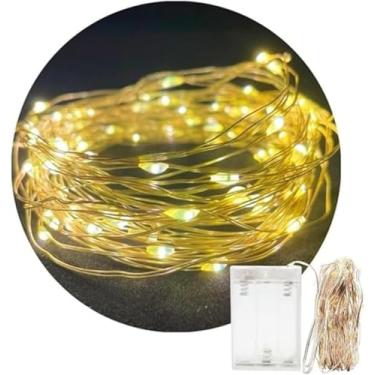 Imagem de Pisca LED Fio de Fada 100L 10m a Pilha Decoração Festa Natal Branco Quente