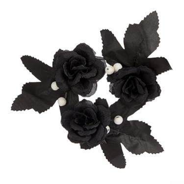 Imagem de Decorações de Halloween Castiçal Flor Guirlanda de Natal Ação de Graças Colheita Outono Folha de Bordo Rosa Preta Abóbora Coroa Rosa Preta