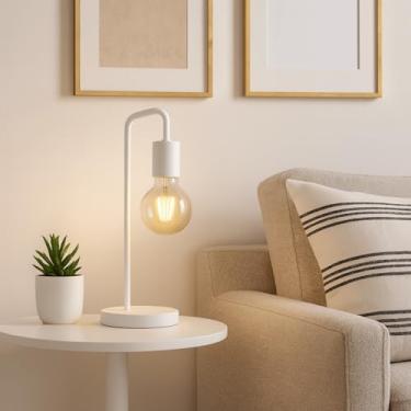 Imagem de Luminária de Mesa Abajur Vintage Retrô Decorativa – Iluminação Bivolt com Tomada | GEDECOR (Branco)