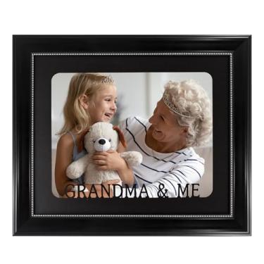 Imagem de GMFrames Porta-retrato Grandma & Me Keepsake New Grandma com tapete, imagens de 20 x 25 cm, design de parede e mesa, preto e prata