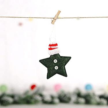 Imagem de Pingente de Natal tricotado de estrela para pendurar árvore de Natal enfeites de estrela de feltro para decoração de lareira de festa