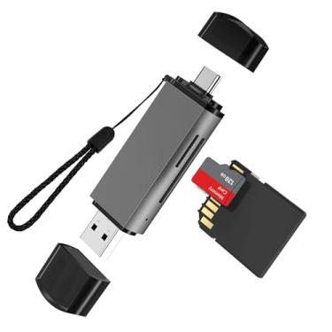 Imagem de Leitor de cartão SD – USB 3.0 e adaptador de cartão de memória USB-C para SD/TF, compatível com Mac, MacBook, computador/PC, laptop, telefone, suporta UHS-I SDHC/SDXC/MicroSD