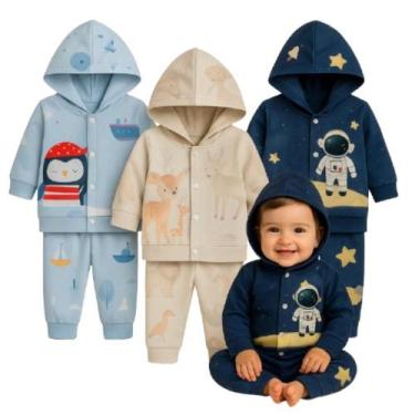 Imagem de Kit 03 Conjuntos Estampa Digital Infantil Roupa Bebê Inverno - BEBE E 
